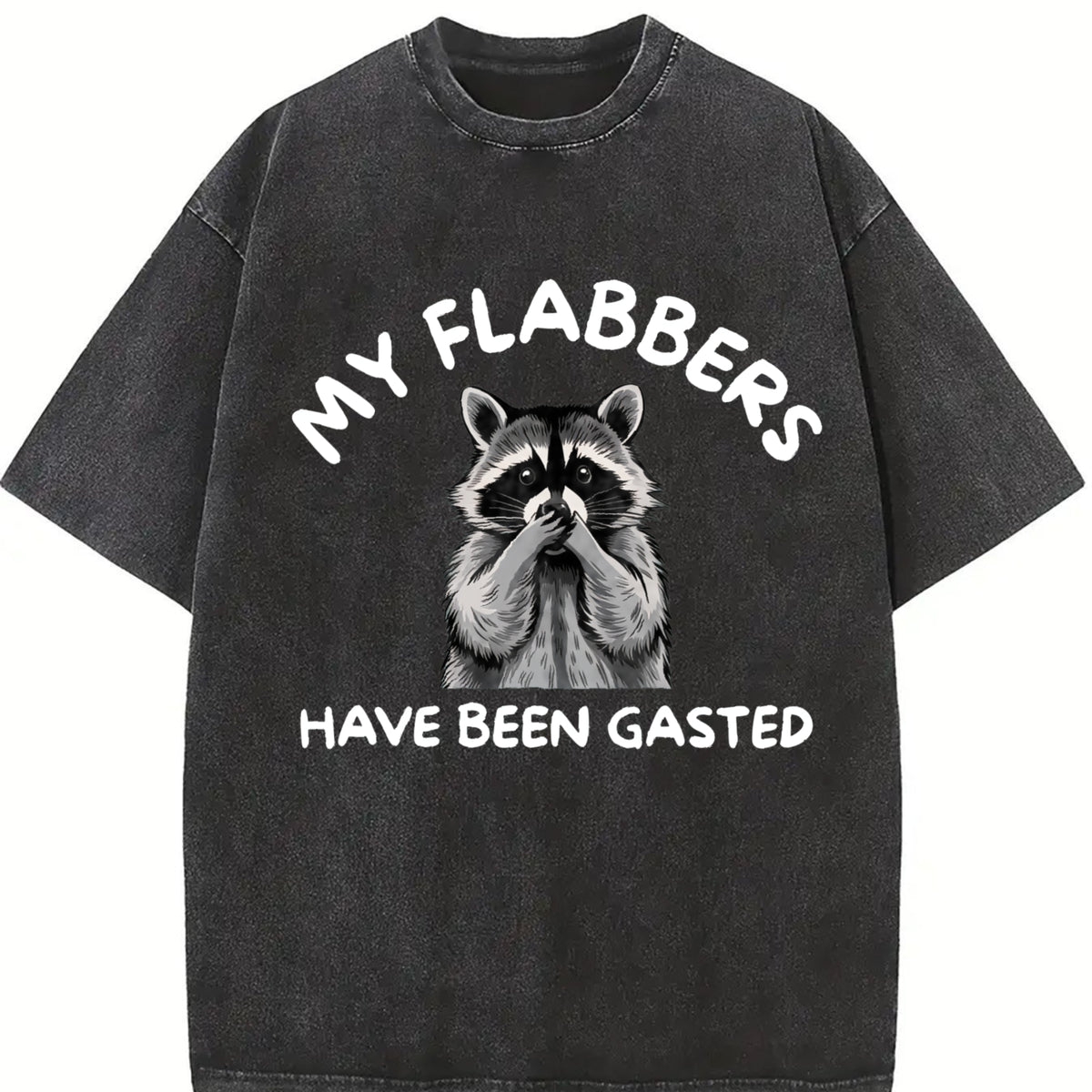 My Flabbers Have Been Gasted Humor Flabbergasted Raccoon vintage washed oversized T-shirt in Black