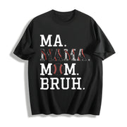Ma Mama Mom Bruh Baseball Cotton T-Shirt in Black