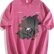Psychedelic Visual Effects Sphere Vintage Washed T-Shirt in Red