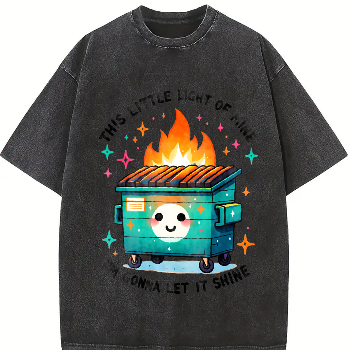 Emotional Dumpster Fire Vintage Washed T-Shirt in Black