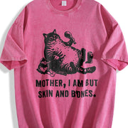 Sarcastic Cat Mother I Am but Skin and Bones Vintage Washed T-Shirt in Red