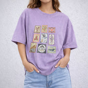 Fourth Wing Books Stamp vintage washed oversized T-shirt in Purple
