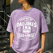 I Keep All My Dad Jokes in a Dad-a-base Vintage Washed T-Shirt in Purple