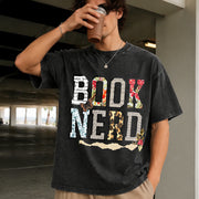Book Nerd Retro Bookish Lover Retro for Booktok Librarian Vintage Washed T-Shirt in Black