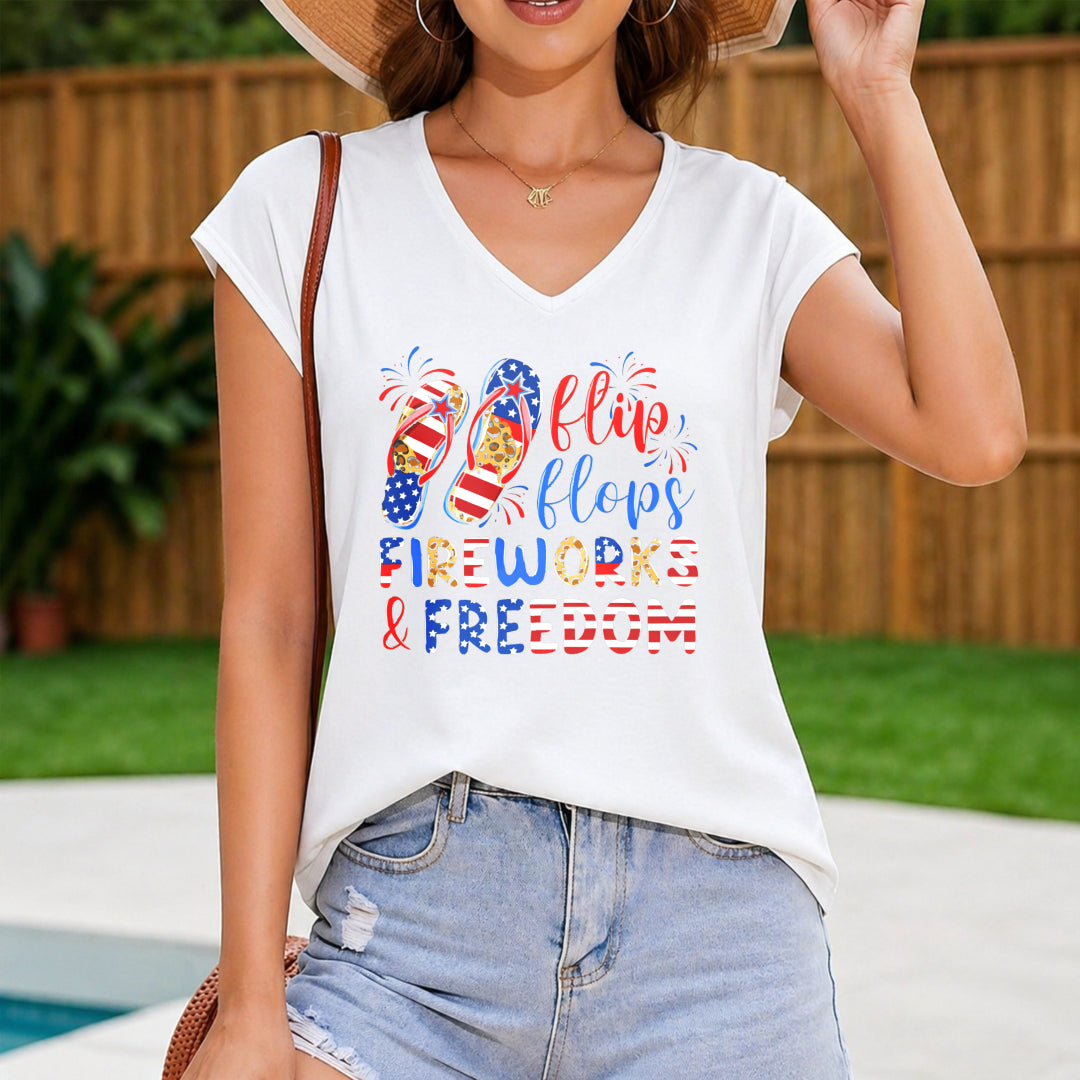 Sleeveless American Flag Vest Women's Color Cotton Tank Top in White