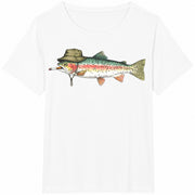 Rainbow Trout Bucket Hat Fishing Cotton T-Shirt in White