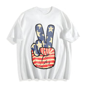 America Peace Freedom Cotton T-Shirt in White