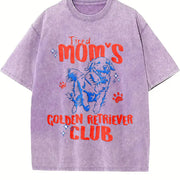 Tired Moms Golden Retriever Club Vintage Washed T-Shirt in Purple