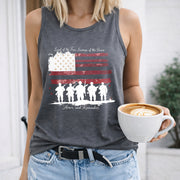 Land of the Free America Women's Color Cotton Tank Top in Gray