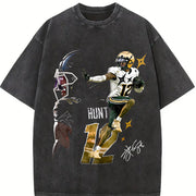 Travis Hunter Bih You Thought Custom Football vintage washed oversized T-shirt in Black