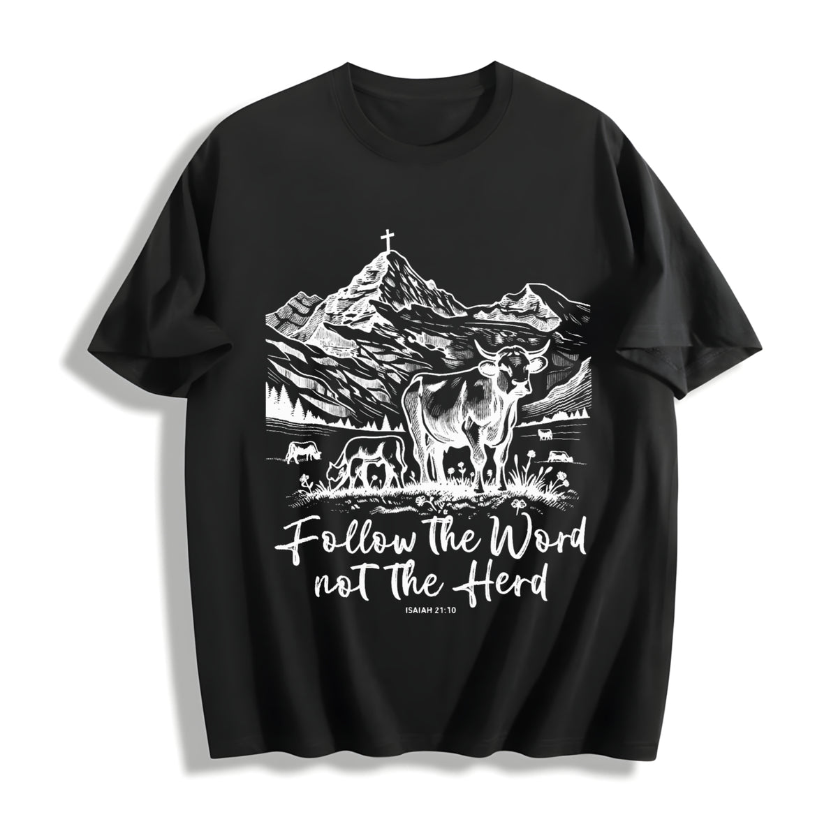 European and American Cotton T-Shirt in Black