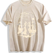 European and American for Halloween Vintage Washed T-Shirt in Beige
