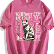 Schrodinger's Cat Escape Plan Vintage Washed T-Shirt in Red