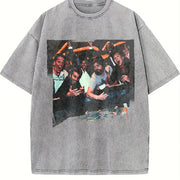 The Hangover Playing Poker The Hangover Movie vintage washed oversized T-shirt in Gray