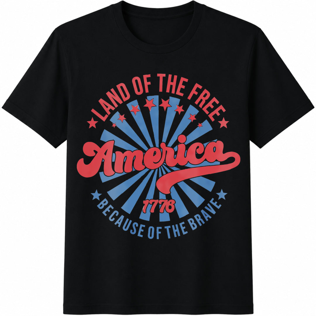 July 4th Land of the Free Cotton T-Shirt in Black