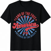 July 4th Land of the Free Cotton T-Shirt in Black