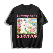Tummy Ache Survivor Lamb Cotton T-Shirt in Black