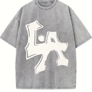Street Retro LA Sleeveless Vest Flowers to Make Old Vest Vintage Washed T-Shirt in Gray