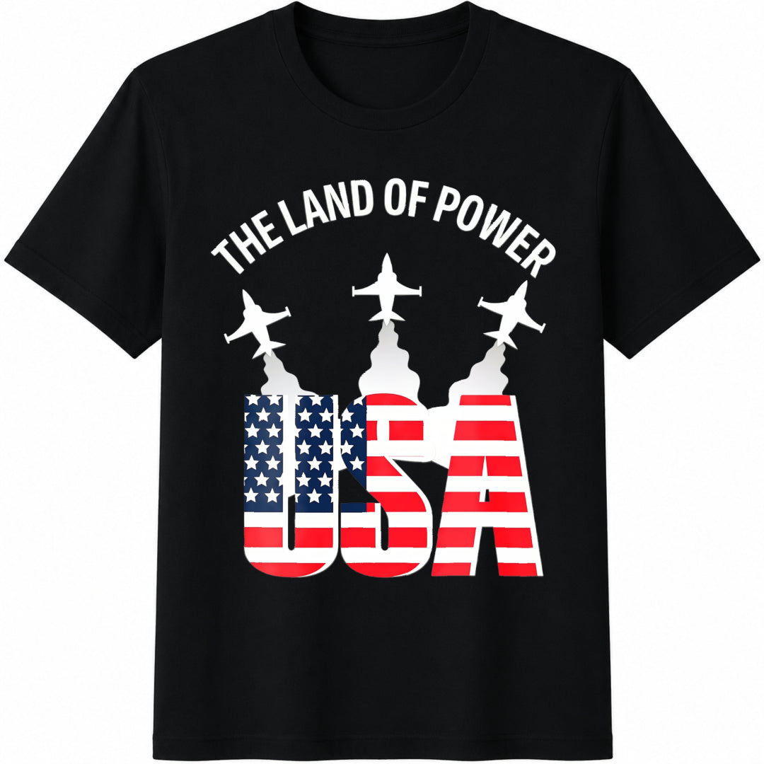 4th of July Patriotic America Cotton T-Shirt in Black