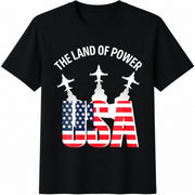 4th of July Patriotic America Cotton T-Shirt in Black