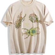 Allomyrina Dichotoma Insect Lover S~5XL and Batik vintage washed oversized T-shirt in Beige