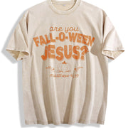 Fall-O-Ween Jesus vintage washed oversized T-shirt in Beige