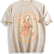 Mother Is a Realist Hat Vintage Washed T-Shirt in Beige