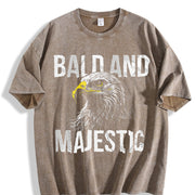 Bald and Majestic Sarcastic Eagle Novelty for Classic Vintage Washed T-Shirt in Brown