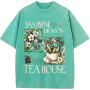 Jasmine Dragon Tea Shop Uncle Iroh Anime Lover's vintage washed oversized T-shirt in Blue