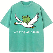 We Ride at Dawn Frog and Goose Chaotic Animal vintage washed oversized T-shirt in Blue