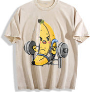Weightlifting Banana Vintage Washed T-Shirt in Beige
