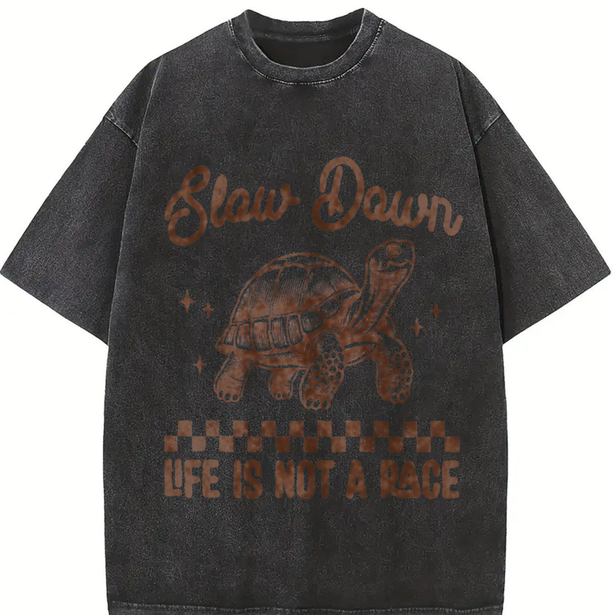 Retro Sarcastic Turtle 90s Vintage Washed T-Shirt in Black