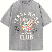 Wild Mom Social Club Vintage Washed T-Shirt in Gray