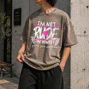 Letter Ladies Vintage Washed T-Shirt in Brown