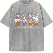 Just an Egg-Cited Goose vintage washed oversized T-shirt in Gray