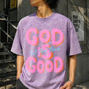 GOD IS GOOD All the Time Vintage Washed T-Shirt in Purple