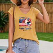 American Flag Floral Tank Women's Color Cotton Tank Top in Yellow