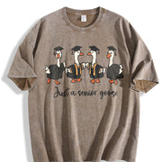 Preppy Graduation Goose Vintage Washed T-Shirt in Brown