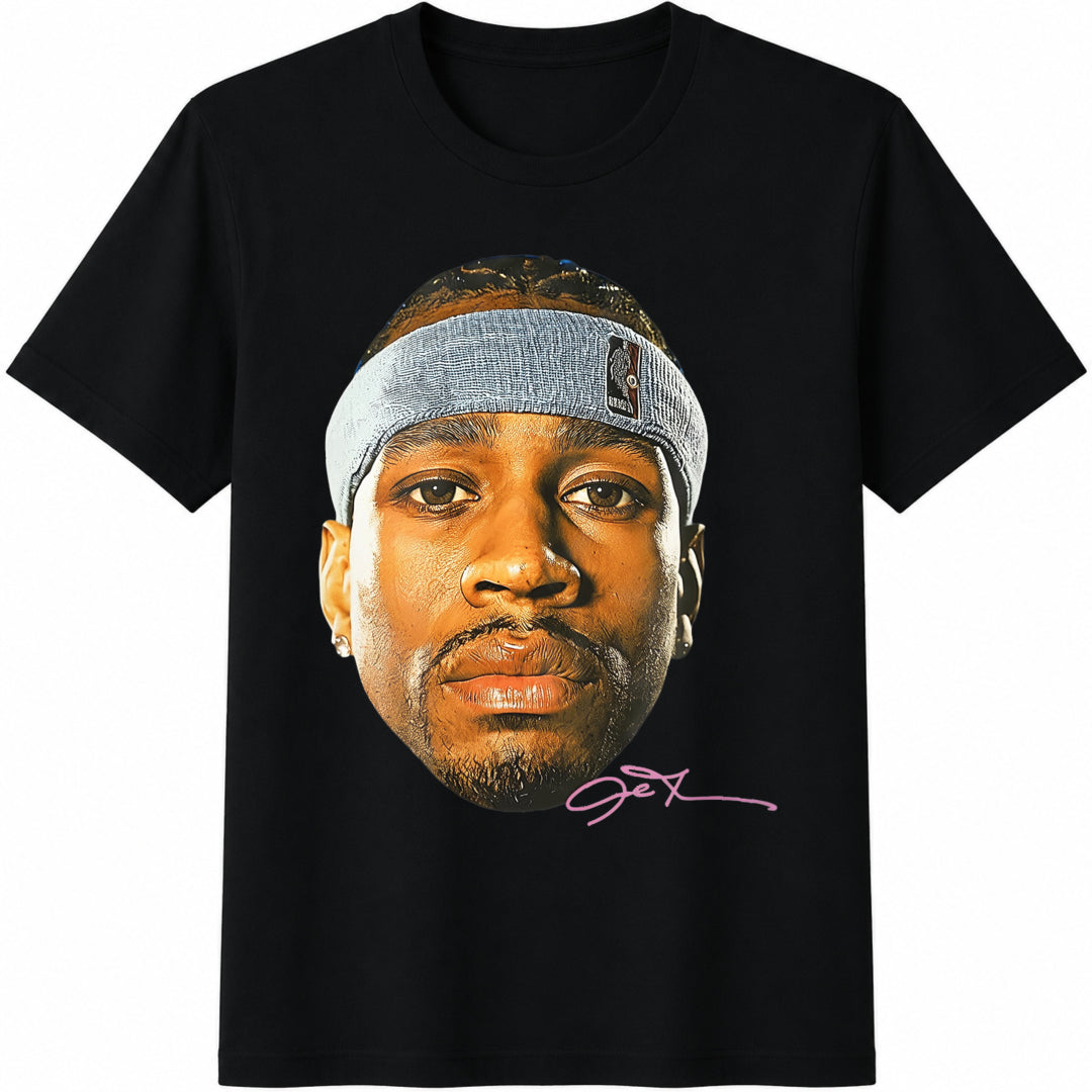 Allen Iverson Head Fan Cotton T-Shirt in Black
