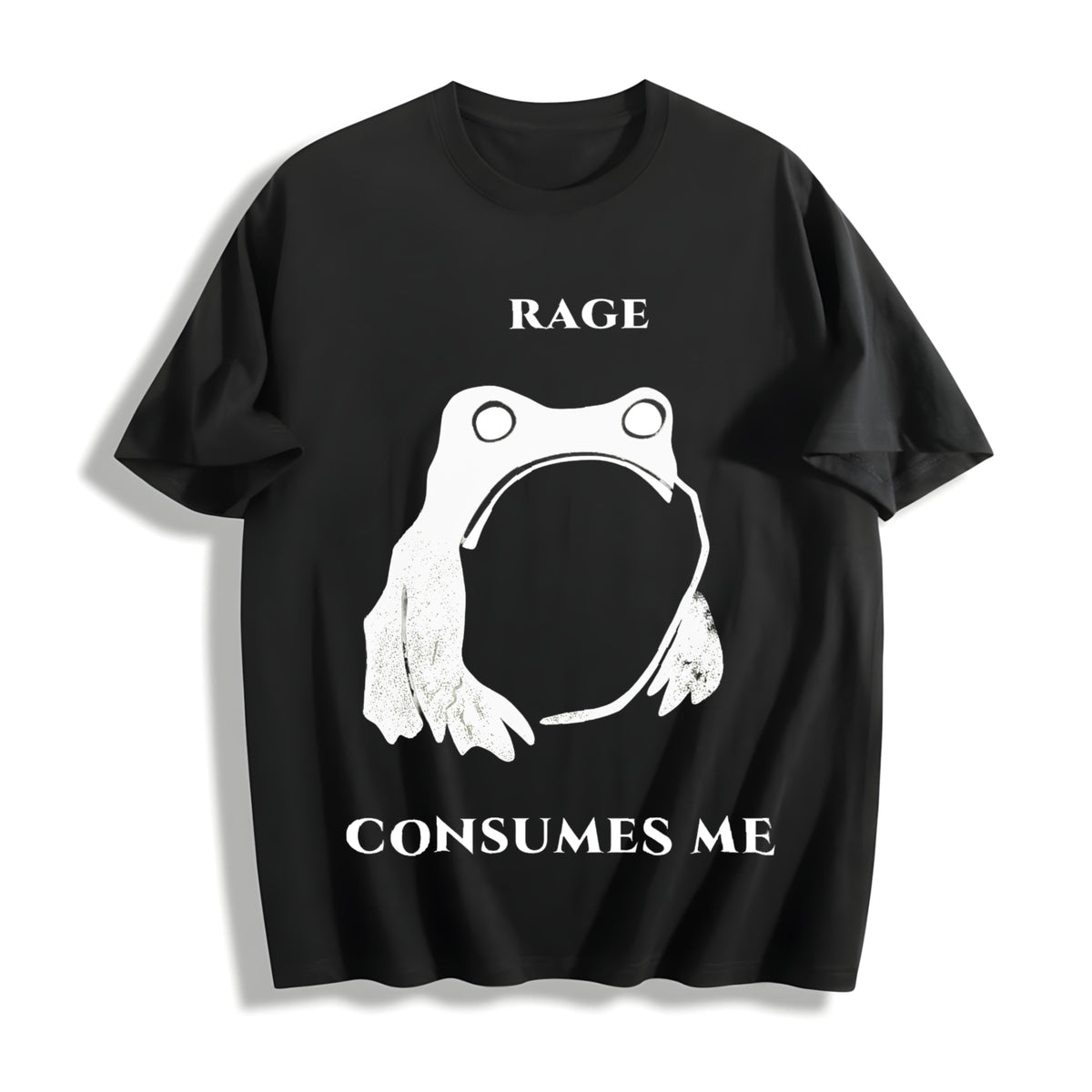 Rage Consumes Me Frog Cotton T-Shirt in Black