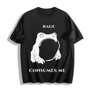 Rage Consumes Me Frog Cotton T-Shirt in Black