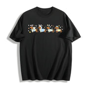 Easter Dog Dachshund Happy Easter Retro Spring Dog Cute Cotton T-Shirt in Black