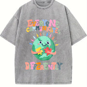 Everyone Communicates Differently Vintage Washed T-Shirt in Gray