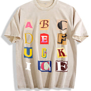 ✊🏾 Anti ICE F*ck ICE Magazine Letters Vintage Washed T-Shirt in Beige