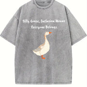 Goose Inclusion Everyone Belongs for Teachers Vintage Washed T-Shirt in Gray