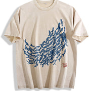 Blue School of Fish vintage washed oversized T-shirt in Beige