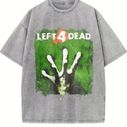 Left 4 Dead New 2008 Grunge Y2K Tapout Affliction Emo Goth Vintage Washed T-Shirt in Gray