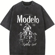 For Formal Urban Distressed Enthusiasts Vintage Washed T-Shirt in Black