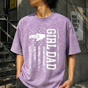 Girl Dad Proud Dad of Girl Vintage Washed T-Shirt in Purple