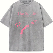Retro Old School Spoof Fun Nostalgic Movie and TV Drama Vintage Washed T-Shirt in Gray